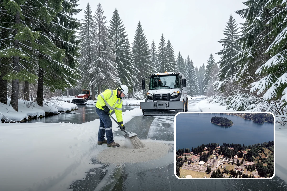 Fire Lane Deicing in Lakewood, Pierce County, WA - Prevents refreeze on plowed emergency-access lanes