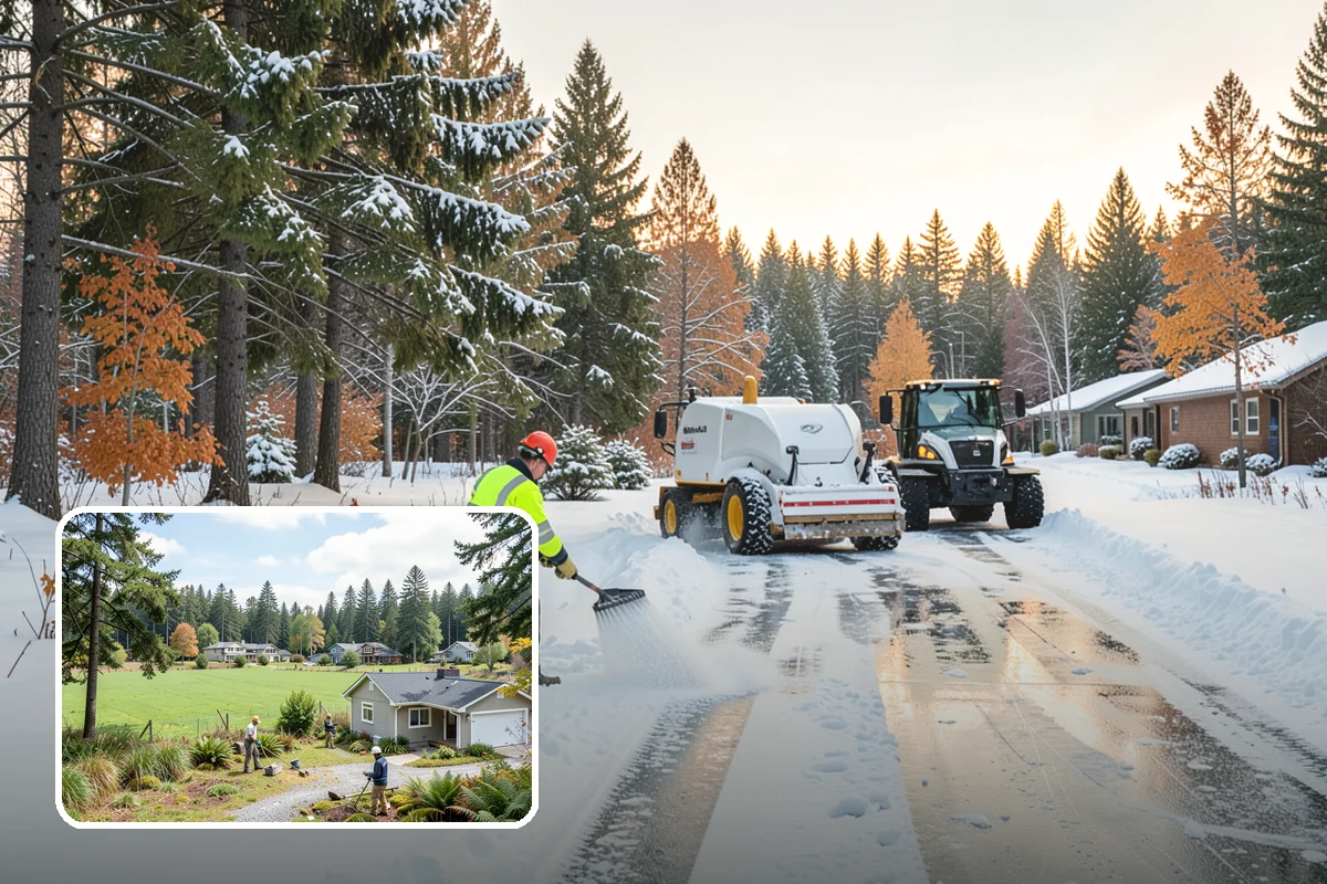 Fire Lane Deicing in Lyman, Skagit County, WA - Prevents refreeze on plowed emergency-access lanes