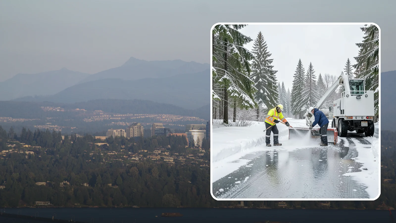 Fire Lane Deicing in Medina, King County, WA - Deicing of fire lanes to keep emergency access surfaces from glazing over after they have been plowed.