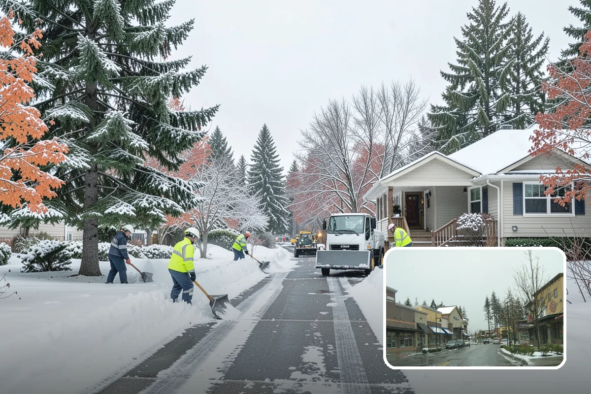 Fire Lane Deicing in Mill Creek, Snohomish County, WA - Prevents refreeze on plowed emergency-access lanes
