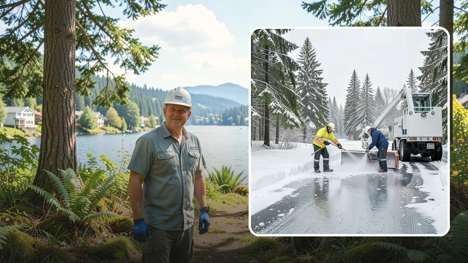 Fire Lane Deicing in Milton, King County, WA - Deicing of fire lanes to keep emergency access surfaces from glazing over after they have been plowed.