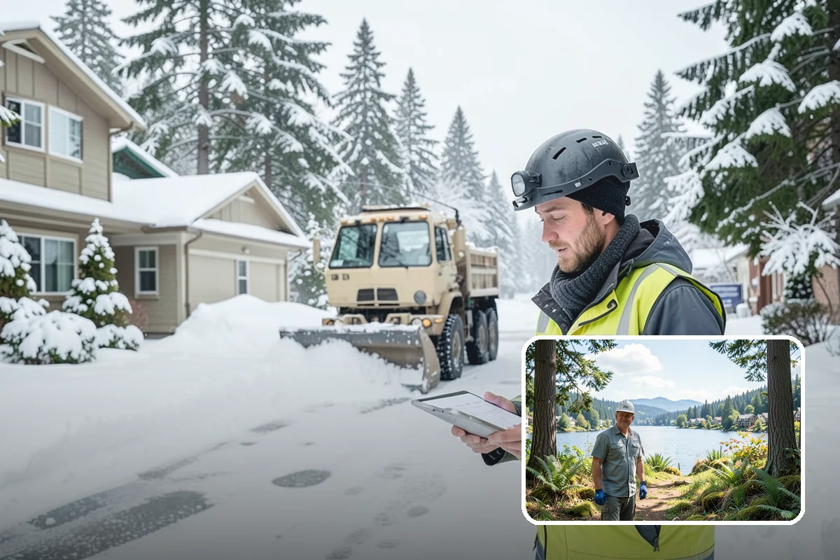 Fire Lane Deicing in Milton, King County, WA - Prevents refreeze on plowed emergency-access lanes