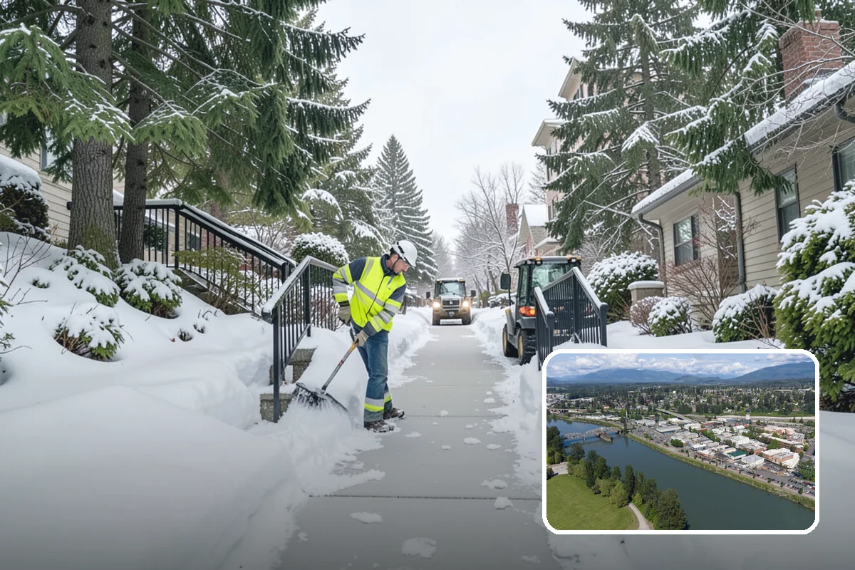 Fire Lane Deicing in Mount Vernon, Skagit County, WA - Prevents refreeze on plowed emergency-access lanes