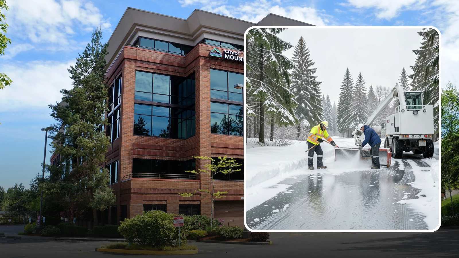 Fire Lane Deicing in Mountlake Terrace, Snohomish County, WA - Deicing of fire lanes to keep emergency access surfaces from glazing over after they have been plowed.