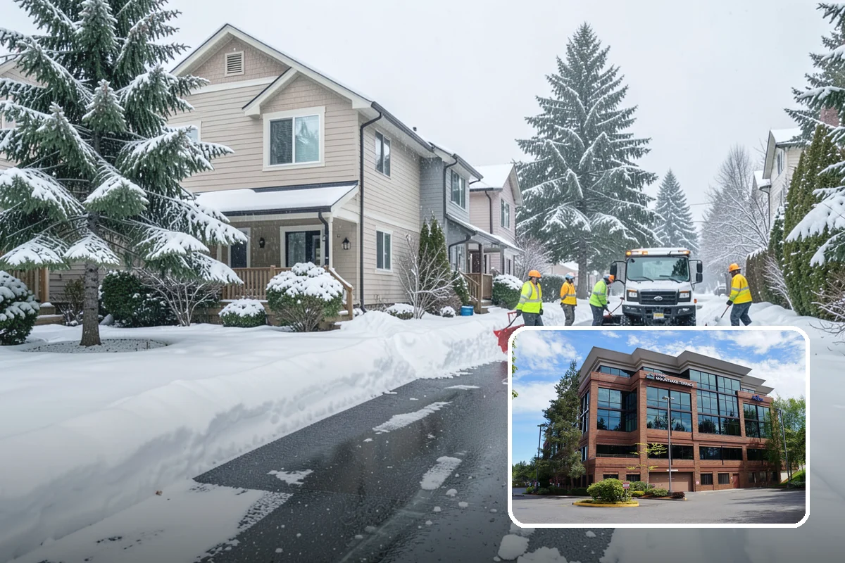 Fire Lane Deicing in Mountlake Terrace, Snohomish County, WA - Prevents refreeze on plowed emergency-access lanes