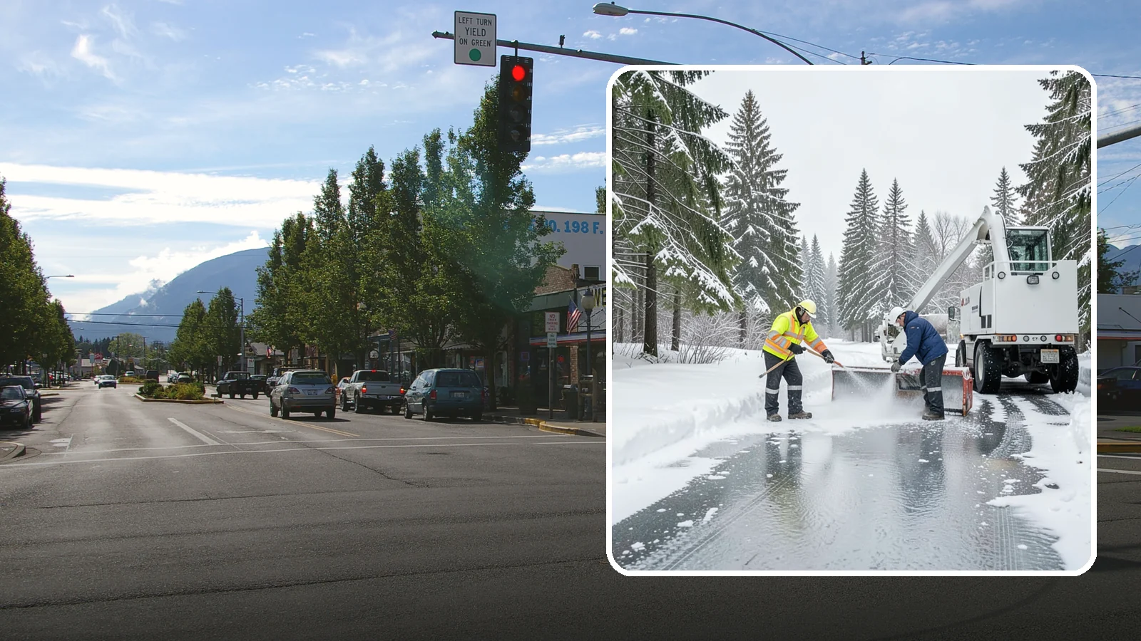 Fire Lane Deicing in North Bend, King County, WA - Deicing of fire lanes to keep emergency access surfaces from glazing over after they have been plowed.