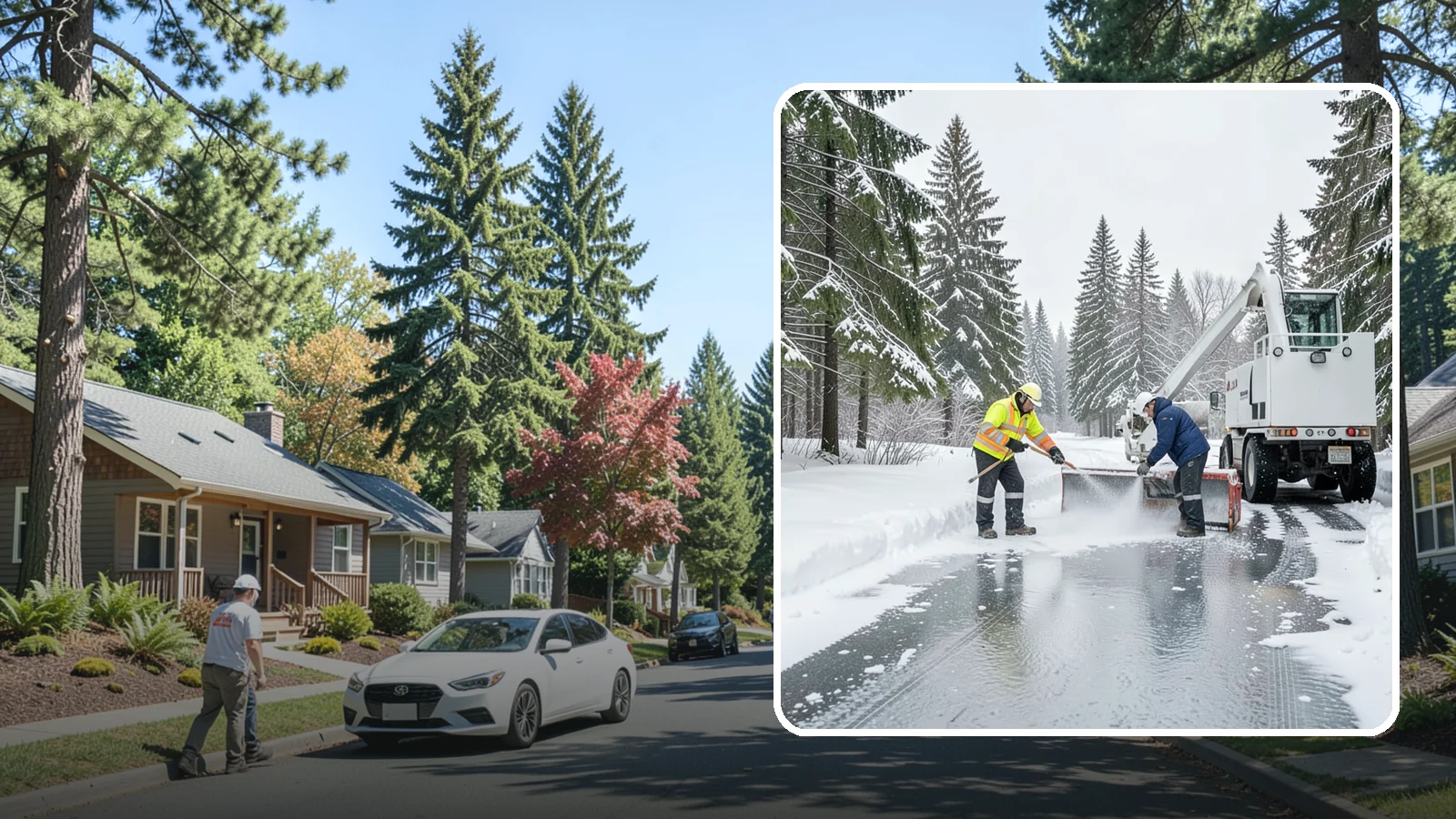 Fire Lane Deicing in Orting, Pierce County, WA - Deicing of fire lanes to keep emergency access surfaces from glazing over after they have been plowed.