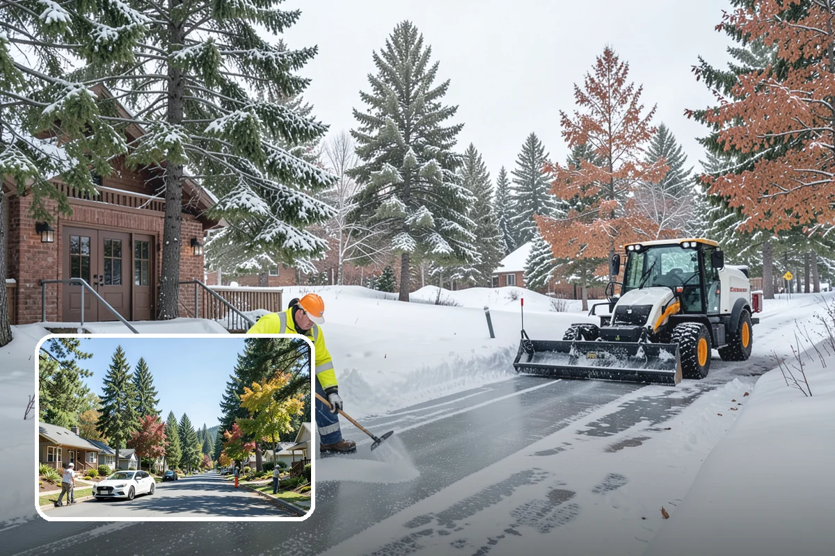 Fire Lane Deicing in Orting, Pierce County, WA - Prevents refreeze on plowed emergency-access lanes
