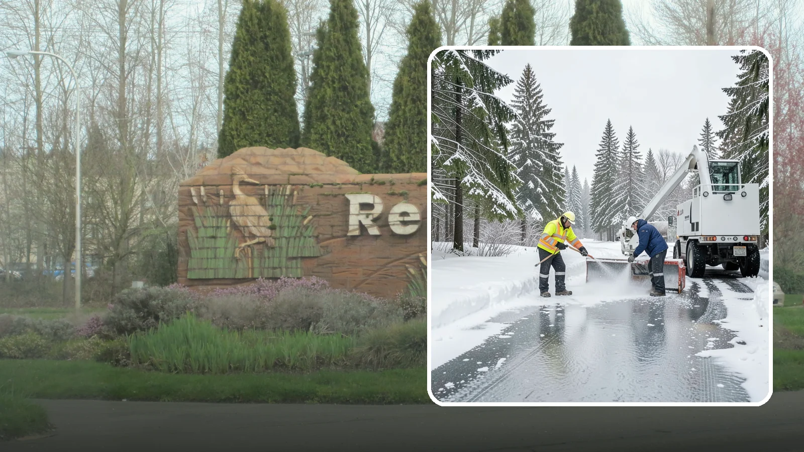 Fire Lane Deicing in Renton, King County, WA - Deicing of fire lanes to keep emergency access surfaces from glazing over after they have been plowed.