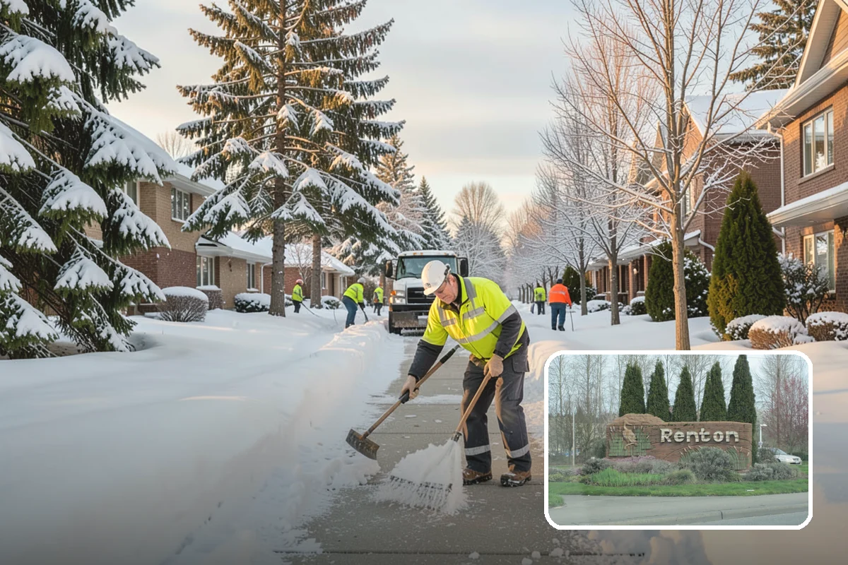 Fire Lane Deicing in Renton, King County, WA - Prevents refreeze on plowed emergency-access lanes