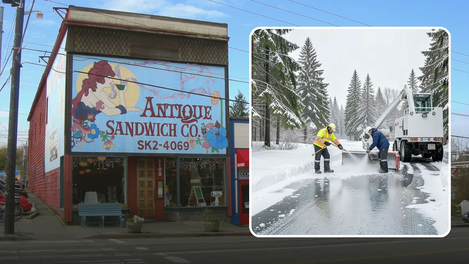Fire Lane Deicing in Ruston, Pierce County, WA - Deicing of fire lanes to keep emergency access surfaces from glazing over after they have been plowed.