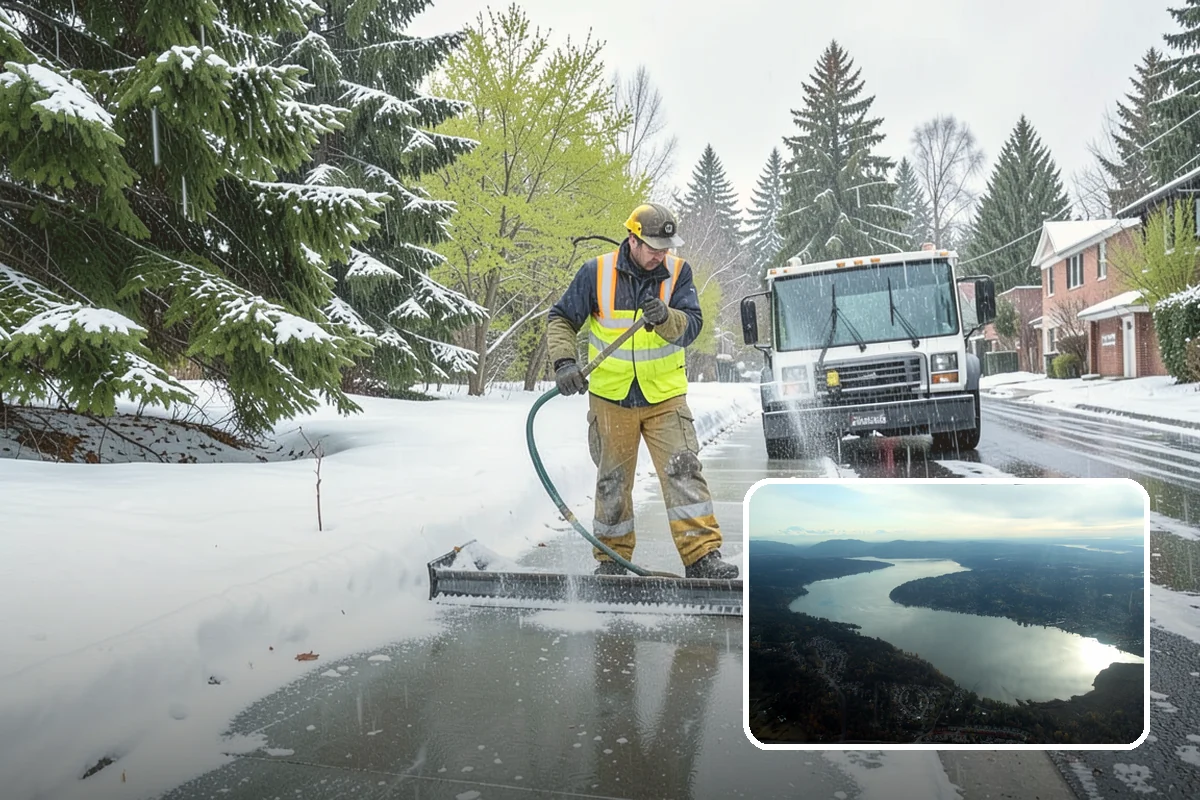 Fire Lane Deicing in Sammamish, King County, WA - Prevents refreeze on plowed emergency-access lanes