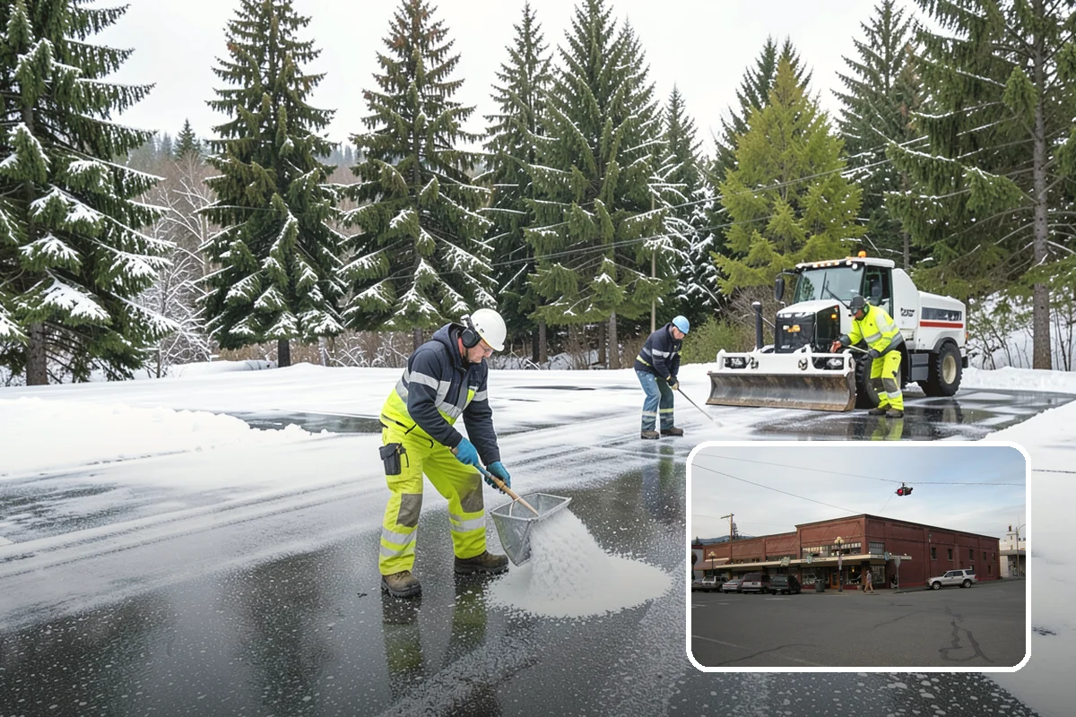 Fire Lane Deicing in Sedro-Woolley, Skagit County, WA - Prevents refreeze on plowed emergency-access lanes