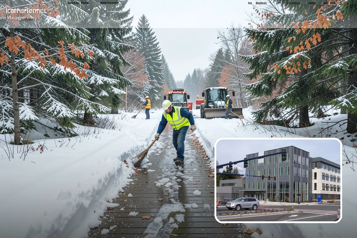 Fire Lane Deicing in Shoreline, King County, WA - Prevents refreeze on plowed emergency-access lanes