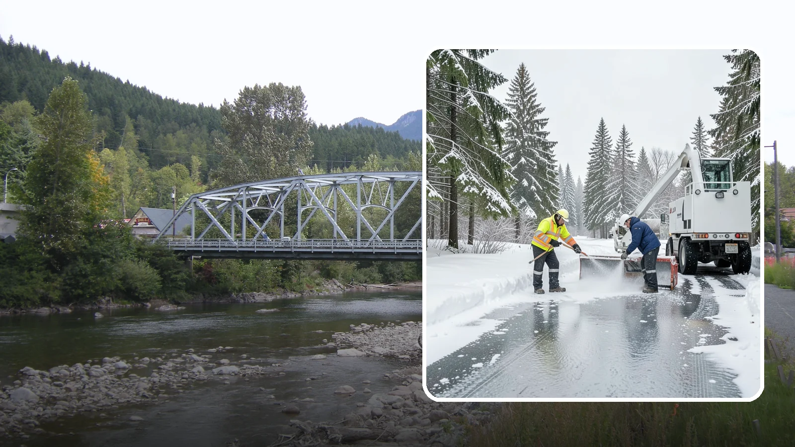 Fire Lane Deicing in Skykomish, King County, WA - Deicing of fire lanes to keep emergency access surfaces from glazing over after they have been plowed.