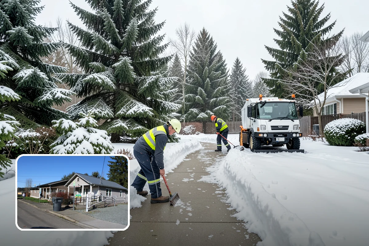 Fire Lane Deicing in South Prairie, Pierce County, WA - Prevents refreeze on plowed emergency-access lanes