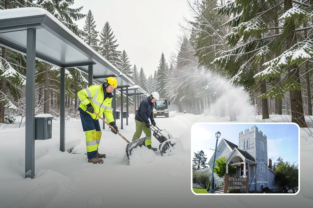 Fire Lane Deicing in Steilacoom, Pierce County, WA - Prevents refreeze on plowed emergency-access lanes