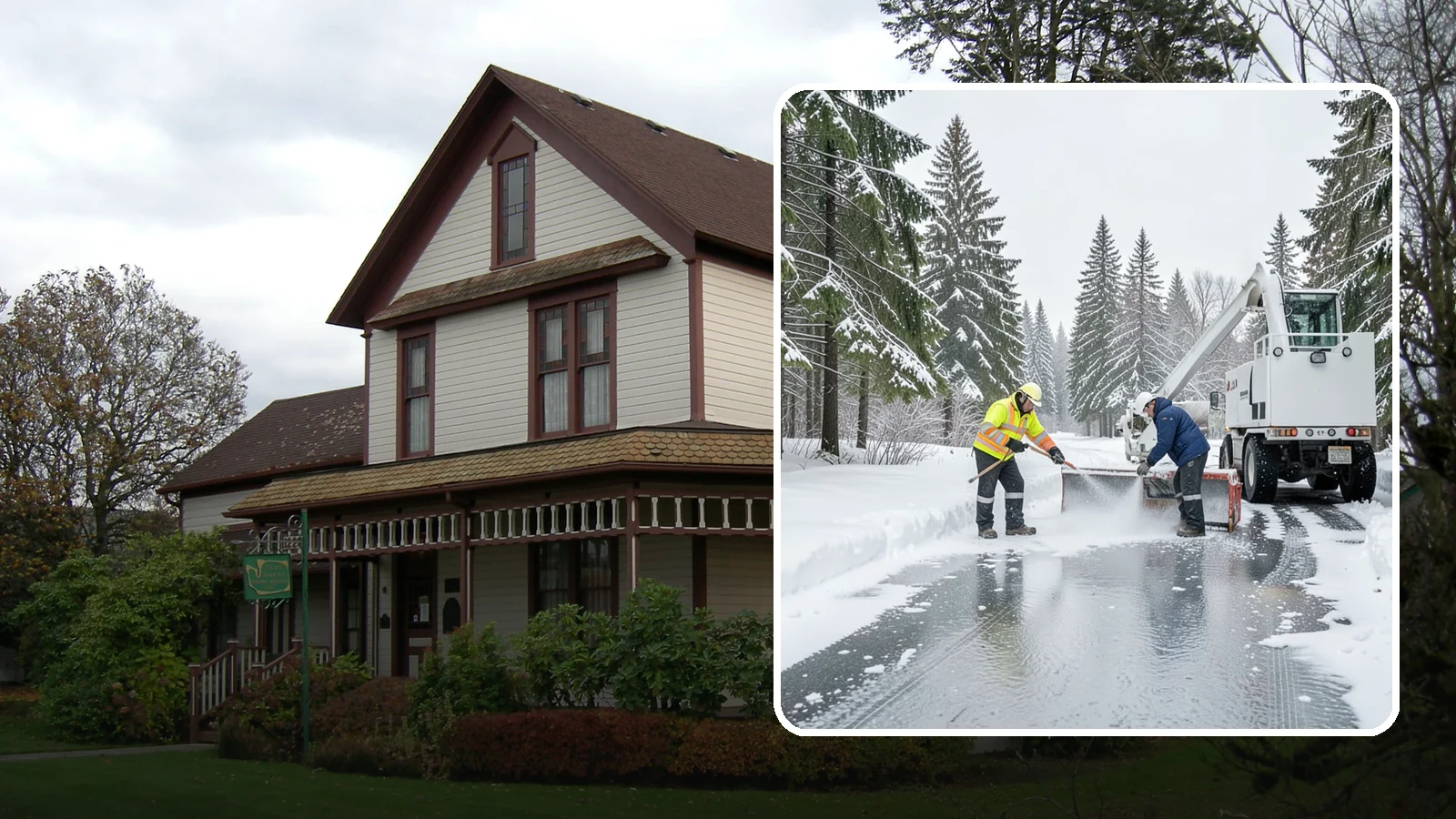 Fire Lane Deicing in Sumner, Pierce County, WA - Deicing of fire lanes to keep emergency access surfaces from glazing over after they have been plowed.