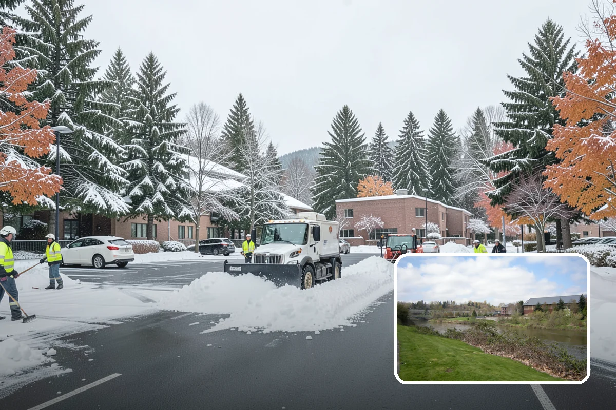 Fire Lane Deicing in Tukwila, King County, WA - Prevents refreeze on plowed emergency-access lanes