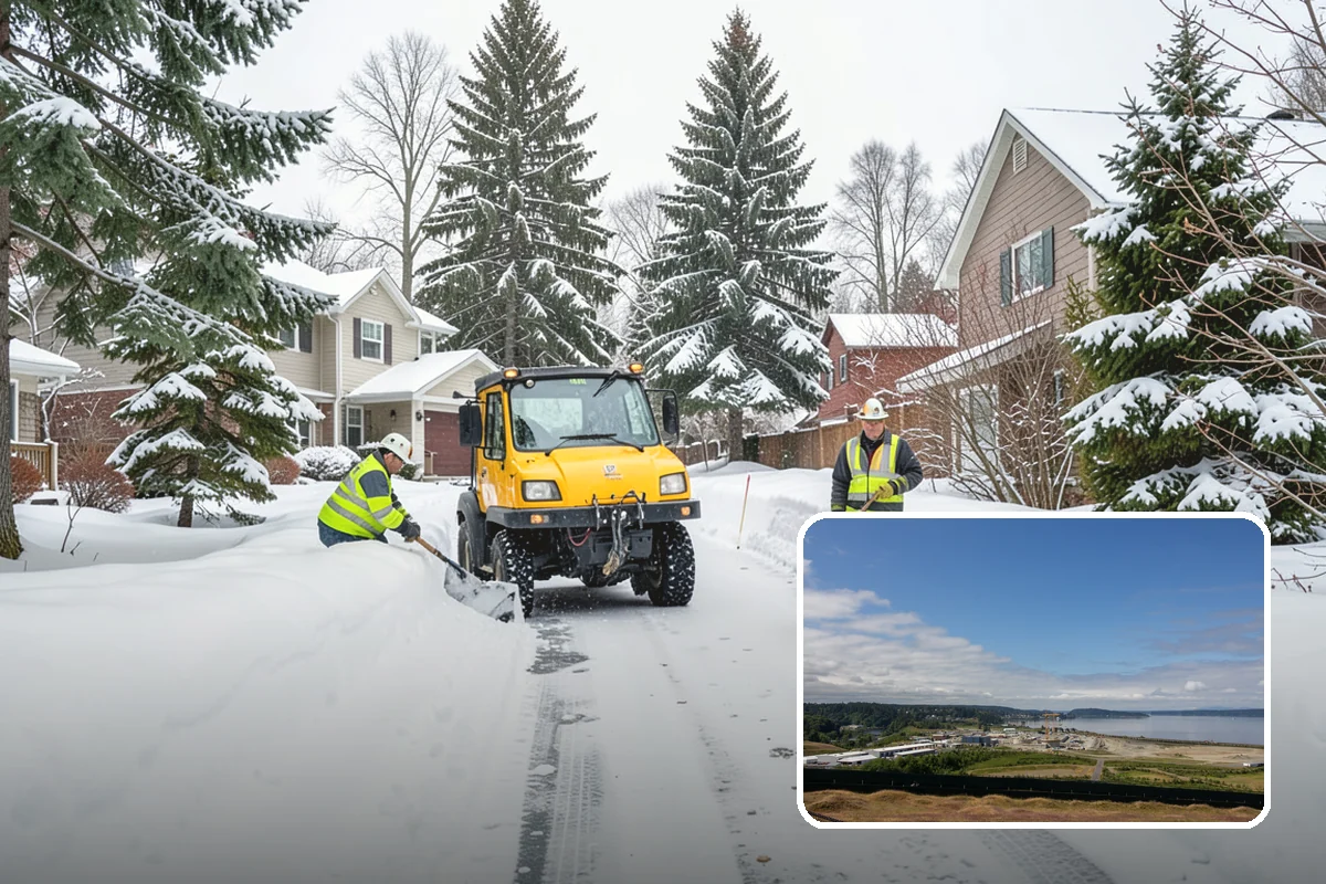 Fire Lane Deicing in University Place, Pierce County, WA - Prevents refreeze on plowed emergency-access lanes