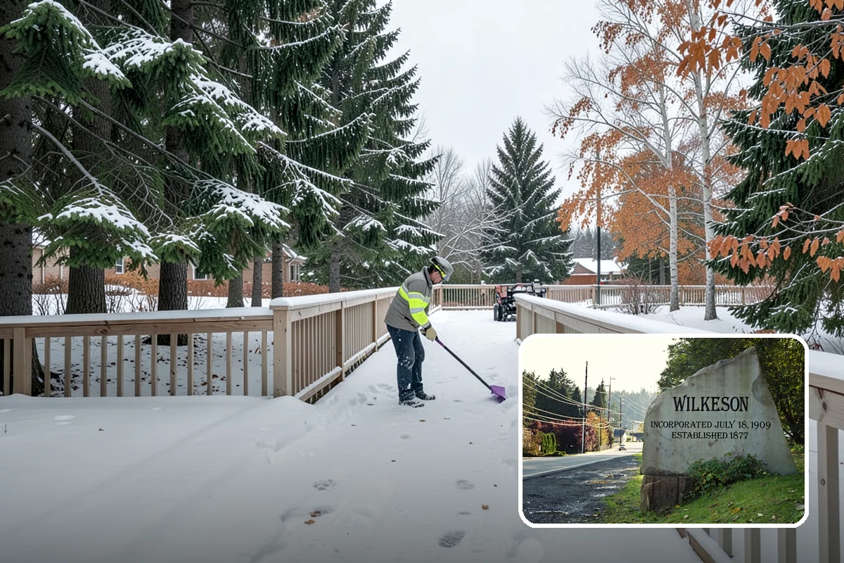 Fire Lane Deicing in Wilkeson, Pierce County, WA - Prevents refreeze on plowed emergency-access lanes