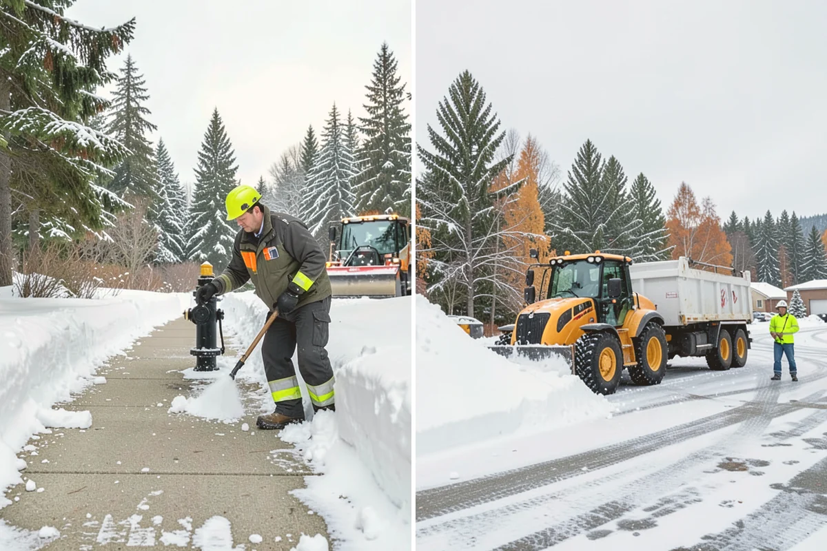 Fire Lane Snow Removal in Algona, King County, WA - Plow the marked fire lane to full apparatus width