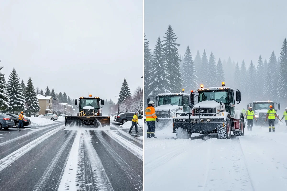 Fire Lane Snow Removal in Lake Forest Park, King County, WA - Plow the marked fire lane to full apparatus width