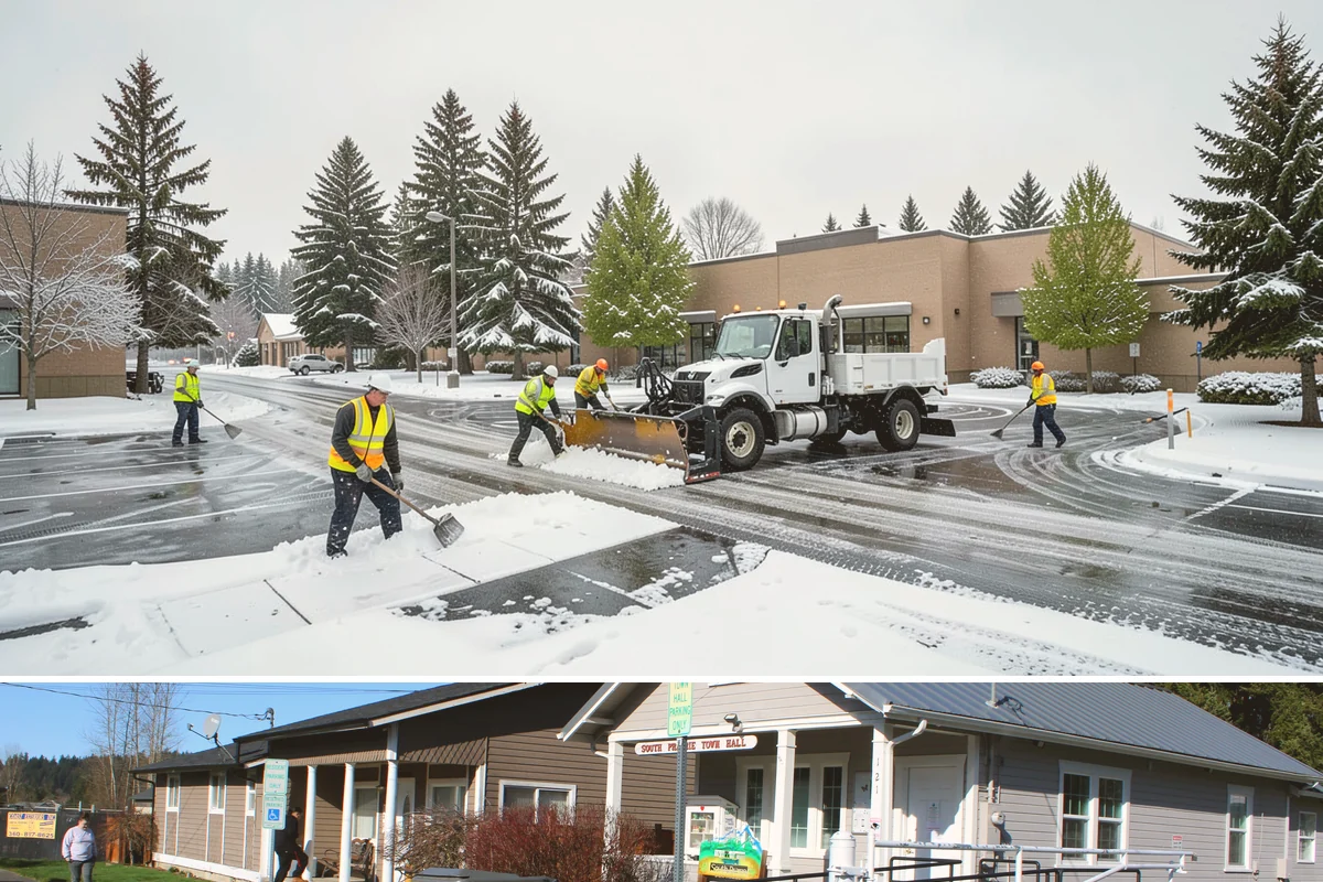 Fire Lane Snow Removal in South Prairie, Pierce County, WA - Keep fire lanes on a priority contract for the whole lowland snow season, roughly November through March.