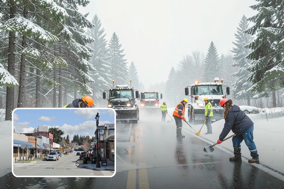 Fire Station Snow Removal in Bothell, King County, WA - Apparatus aprons cleared and sanded for immediate response