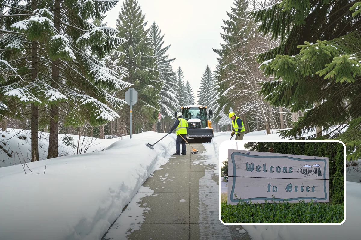 Fire Station Snow Removal in Brier, Snohomish County, WA - Apparatus aprons cleared and sanded for immediate response
