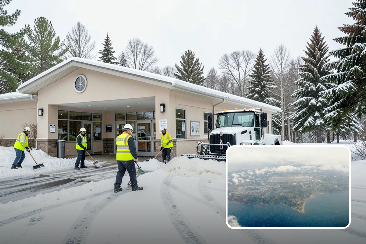 Fire Station Snow Removal in Burien, King County, WA - Apparatus aprons cleared and sanded for immediate response