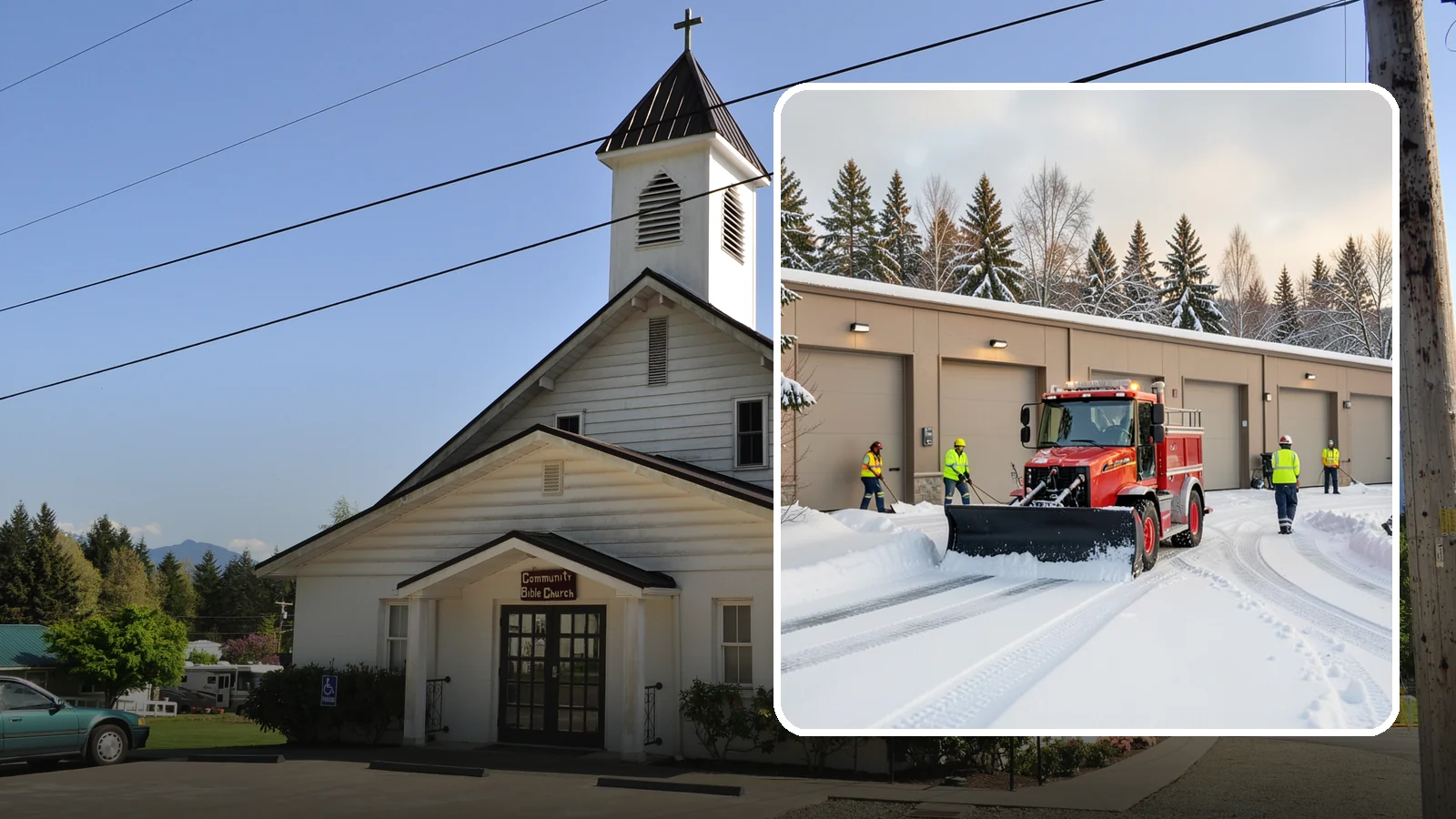 Fire Station Snow Removal in Concrete, Skagit County, WA - Apparatus bays and response routes have to stay clear the second the alarm sounds, so we keep fire stations ready to roll in any...