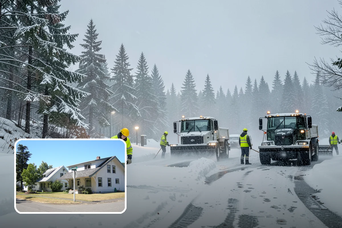Fire Station Snow Removal in DuPont, Pierce County, WA - Apparatus aprons cleared and sanded for immediate response