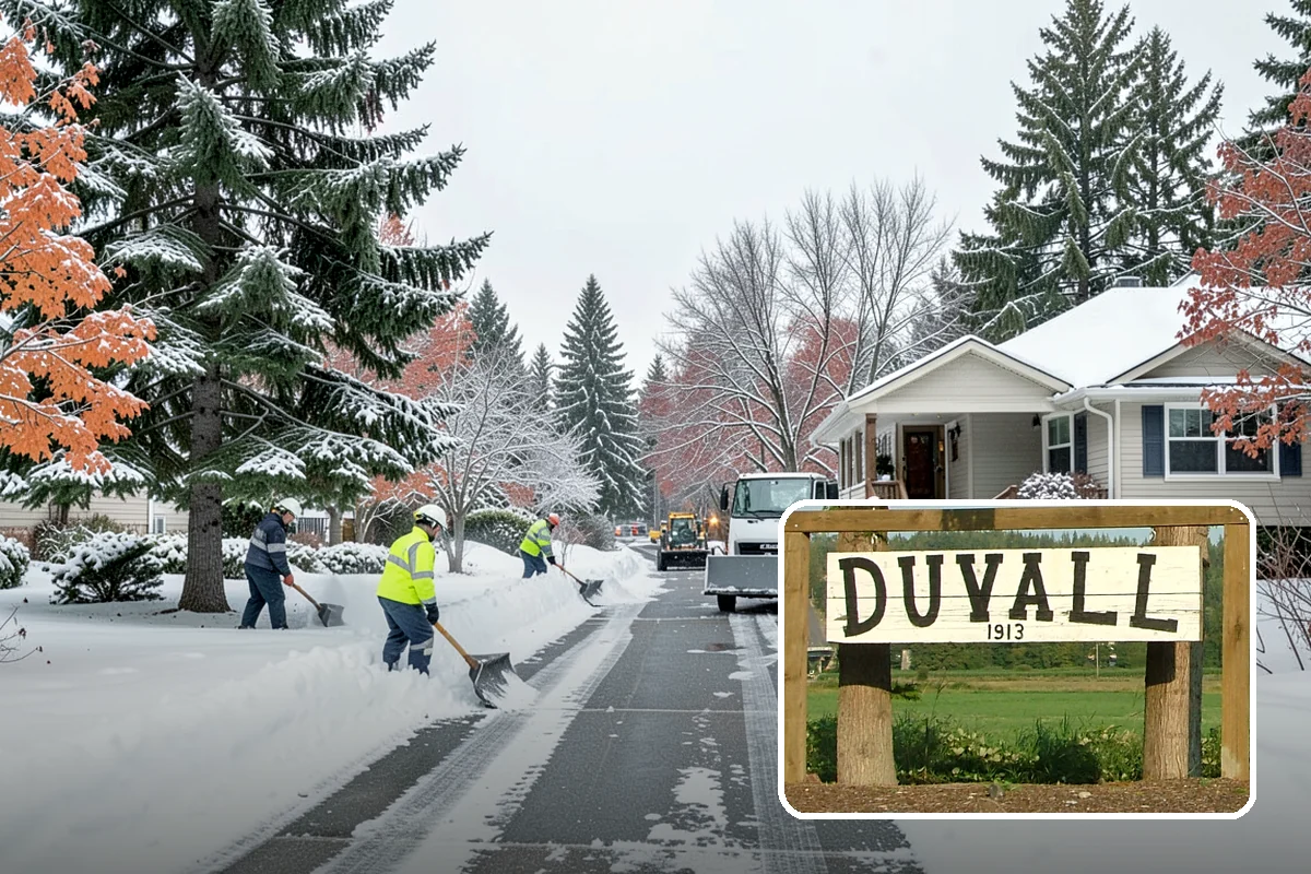 Fire Station Snow Removal in Duvall, King County, WA - Apparatus aprons cleared and sanded for immediate response