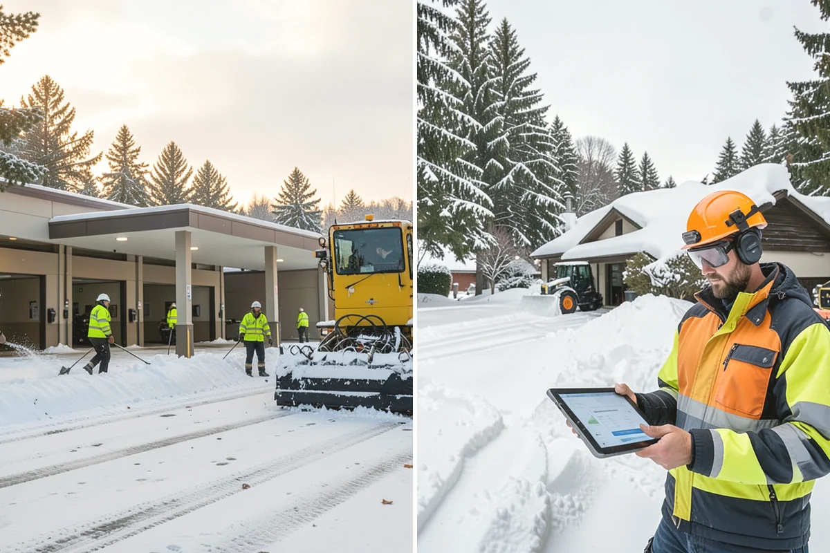Fire Station Snow Removal in Duvall, King County, WA - Map apparatus aprons, crew parking, and fuel access
