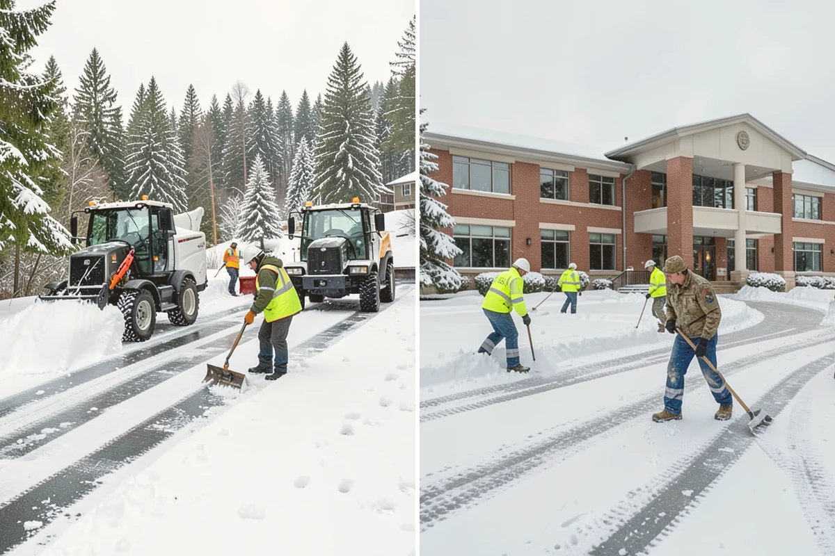 Fire Station Snow Removal in Eatonville, Pierce County, WA - Map apparatus aprons, crew parking, and fuel access
