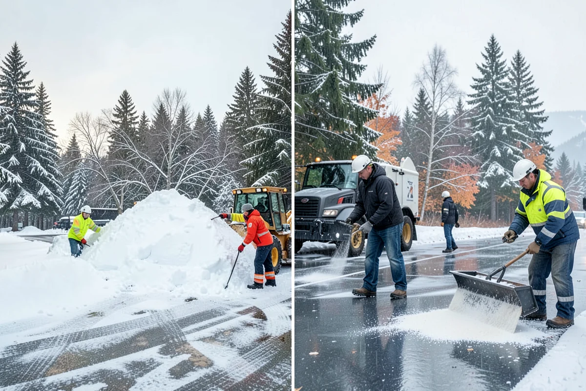 Fire Station Snow Removal in Enumclaw, King County, WA - Map apparatus aprons, crew parking, and fuel access