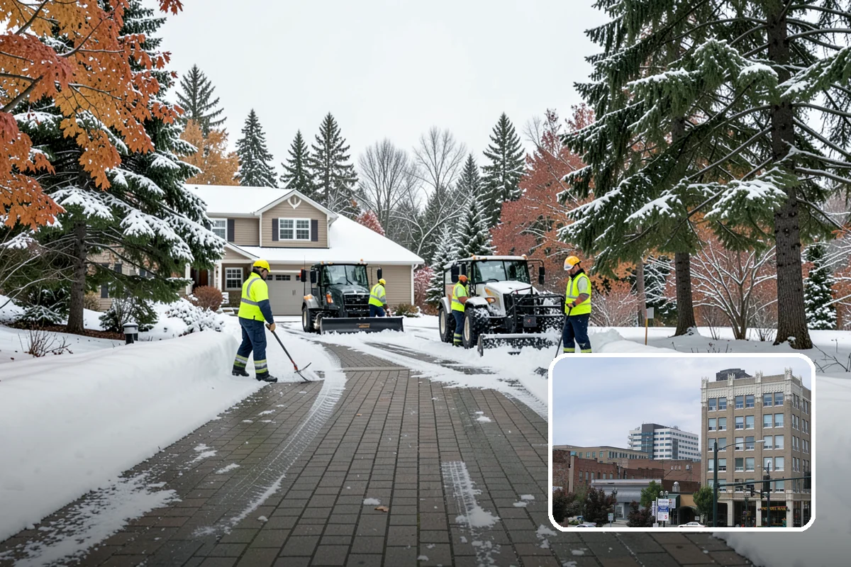 Fire Station Snow Removal in Everett, Snohomish County, WA - Apparatus aprons cleared and sanded for immediate response