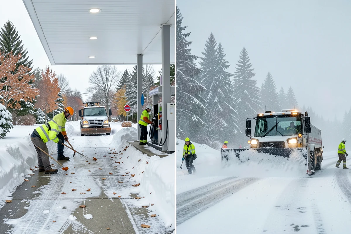 Fire Station Snow Removal in Everett, Snohomish County, WA - Map apparatus aprons, crew parking, and fuel access