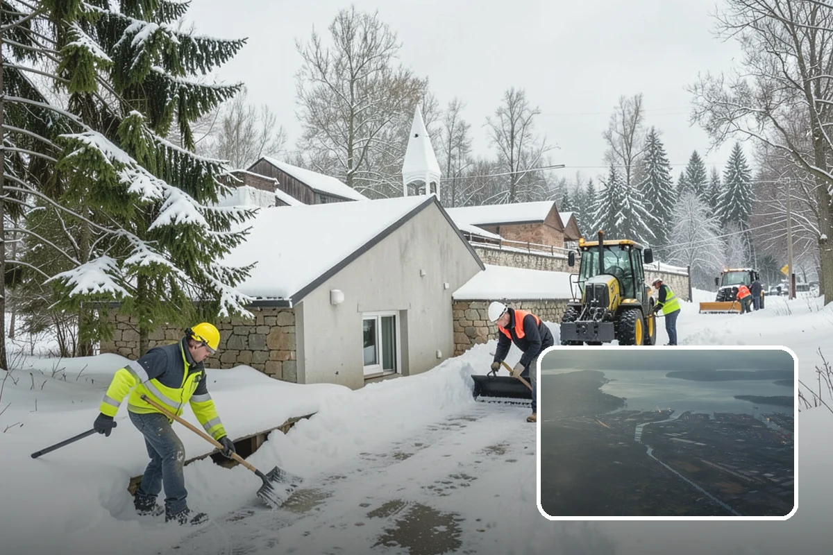 Fire Station Snow Removal in Fife, Pierce County, WA - Apparatus aprons cleared and sanded for immediate response