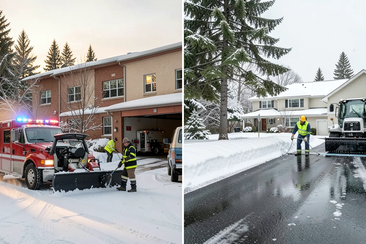 Fire Station Snow Removal in Kenmore, King County, WA - Map apparatus aprons, crew parking, and fuel access