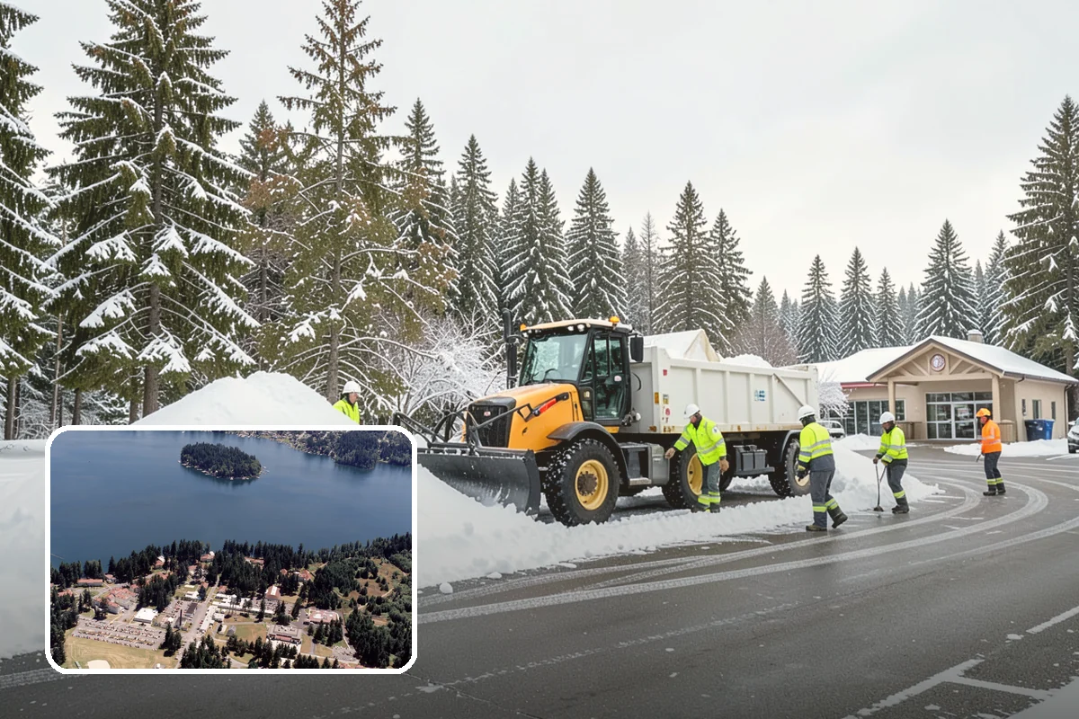 Fire Station Snow Removal in Lakewood, Pierce County, WA - Apparatus aprons cleared and sanded for immediate response