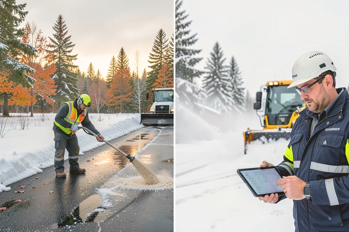 Fire Station Snow Removal in Langley, Island County, WA - Map apparatus aprons, crew parking, and fuel access