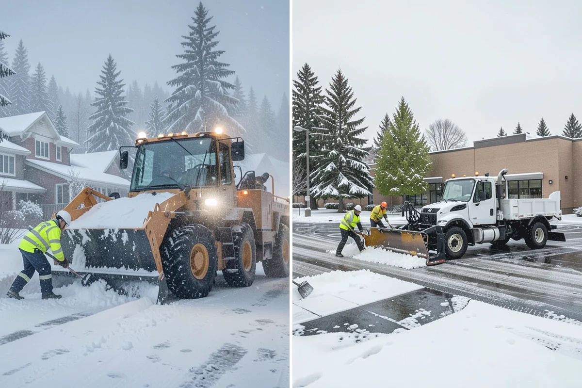 Fire Station Snow Removal in Marysville, Snohomish County, WA - Map apparatus aprons, crew parking, and fuel access