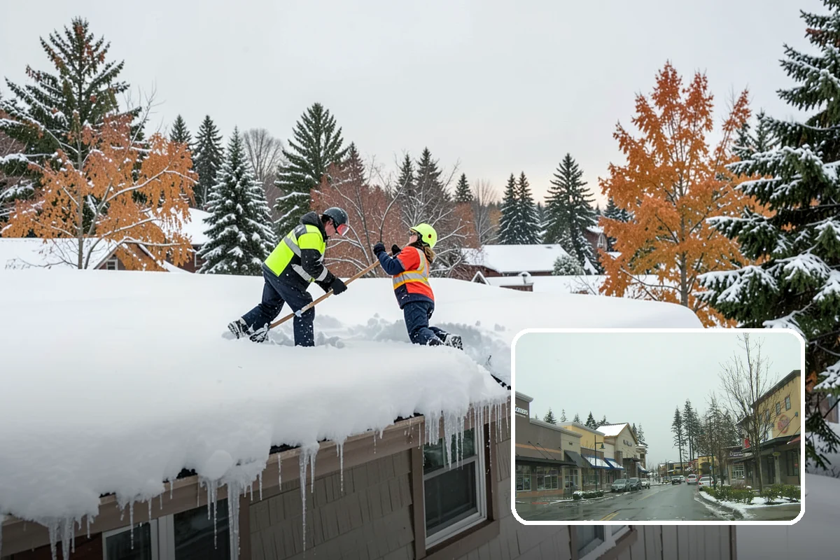 Fire Station Snow Removal in Mill Creek, Snohomish County, WA - Apparatus aprons cleared and sanded for immediate response