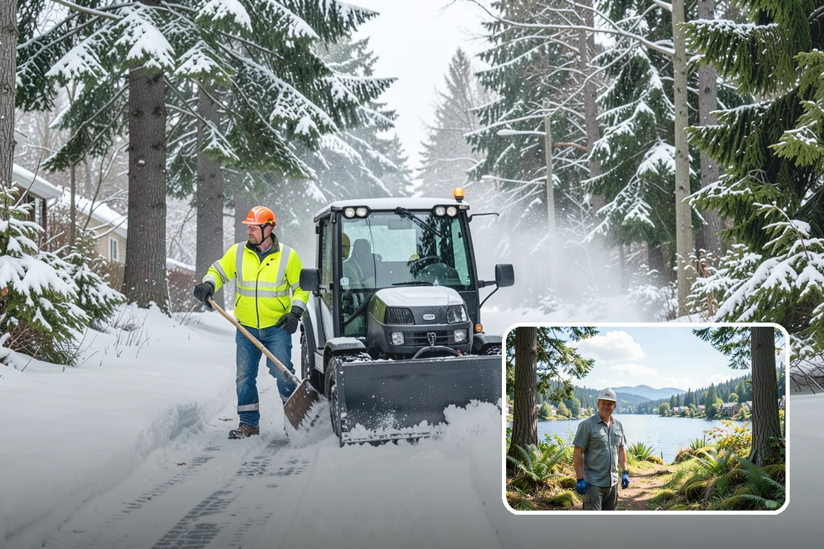 Fire Station Snow Removal in Milton, King County, WA - Apparatus aprons cleared and sanded for immediate response