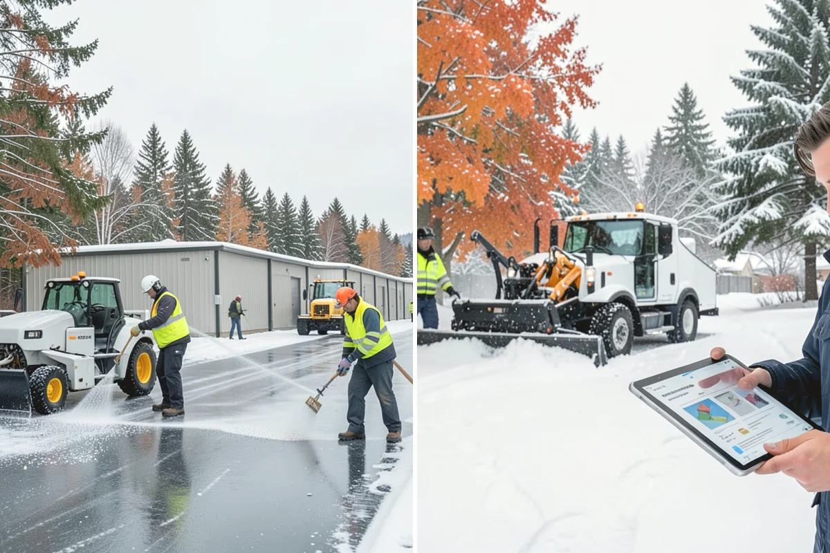 Fire Station Snow Removal in Monroe, Snohomish County, WA - Map apparatus aprons, crew parking, and fuel access