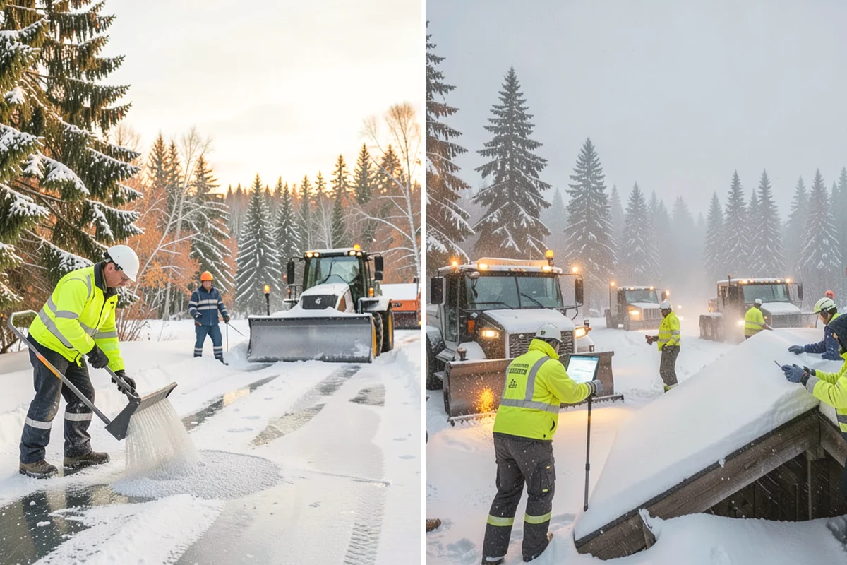 Fire Station Snow Removal in North Bend, King County, WA - Map apparatus aprons, crew parking, and fuel access