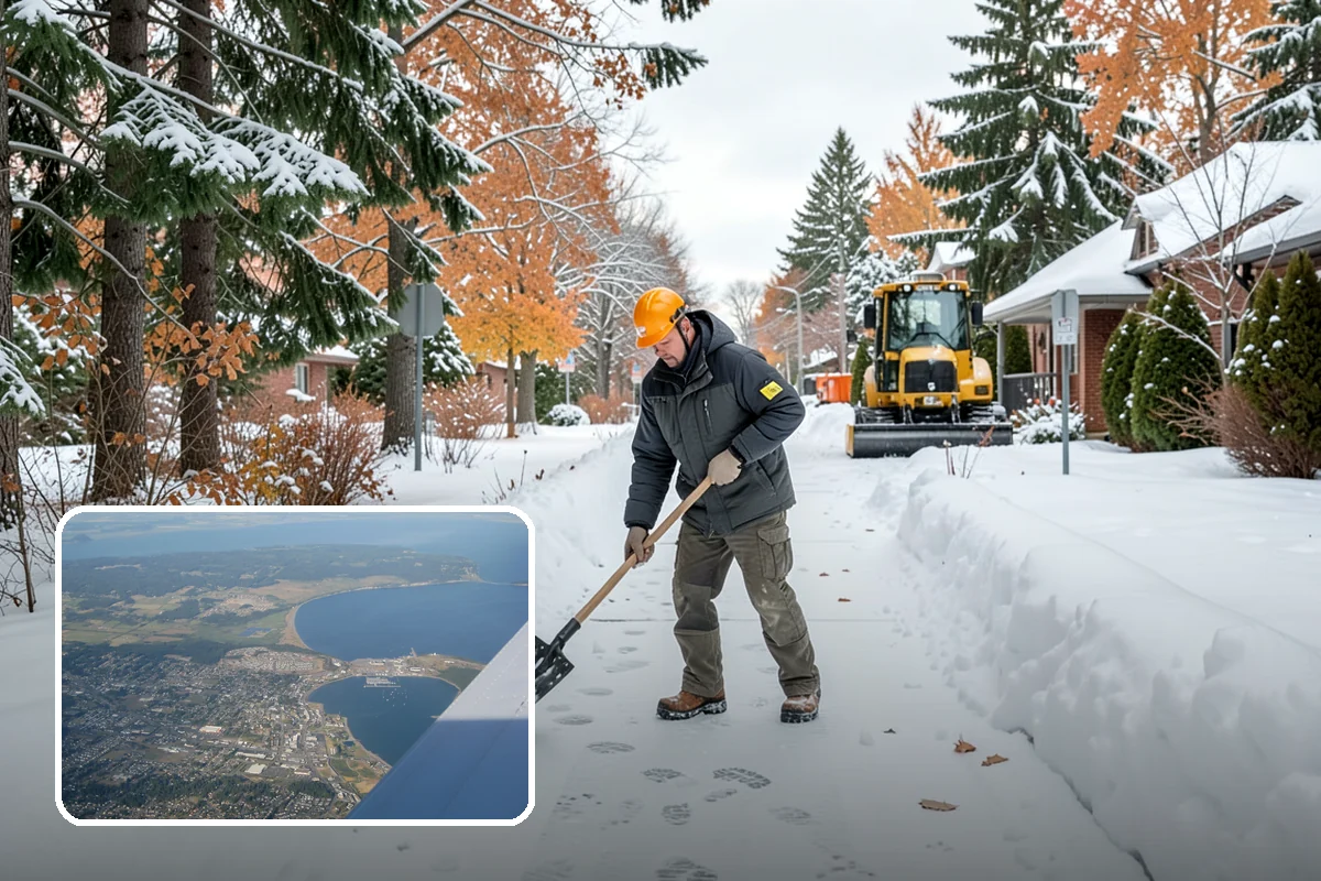 Fire Station Snow Removal in Oak Harbor, Island County, WA - Apparatus aprons cleared and sanded for immediate response