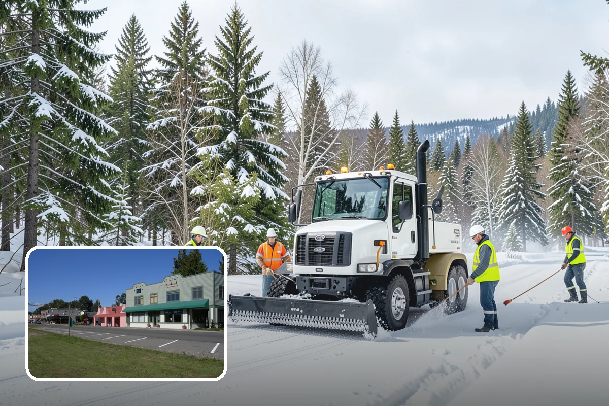 Fire Station Snow Removal in Snoqualmie, King County, WA - Apparatus aprons cleared and sanded for immediate response
